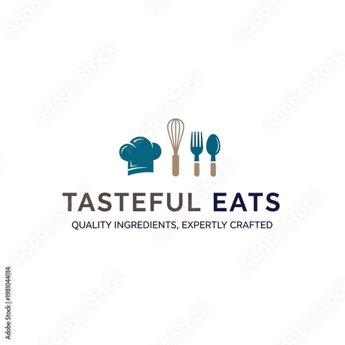 Chef Hat and Cooking Utensils Logo Design.