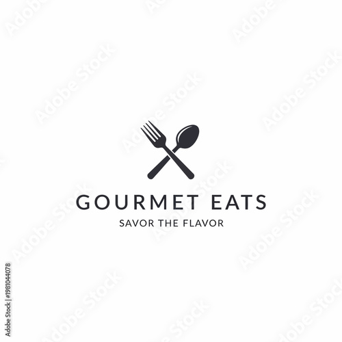 Gourmet Eats Logo with Utensils Design.