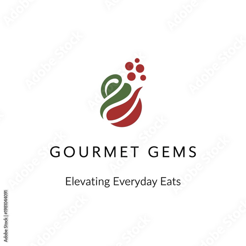 Gourmet Gems Logo with Food Elements.
