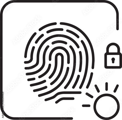 Biometric Security Icon with Fingerprint and Lock Symbol