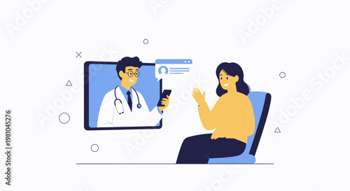 Doctor consulting patient online via video call on smartphone and tablet