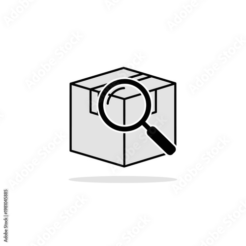 A magnifying glass on a package.