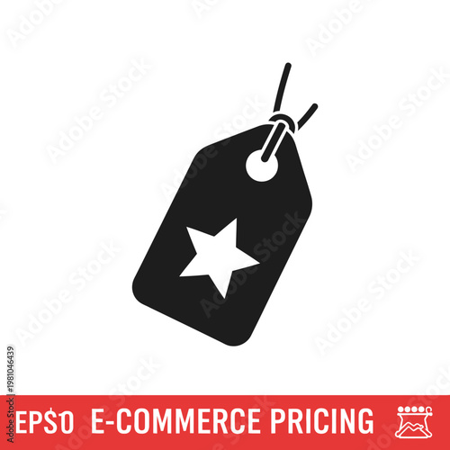 E-commerce pricing label icon with star.