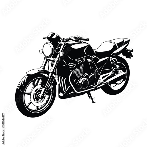 Modern Cruiser Motorcycle in Black and White