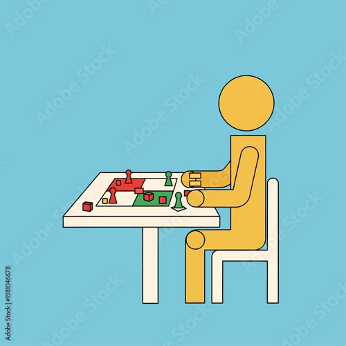 a person sitting at a table with a board game.