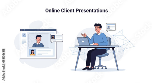 Online Client Presentations: Man Presenting to Clients via Video Call