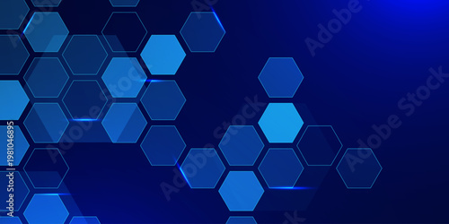 Abstract technology digital hi tech with glowing hexagon pattern background vector. Futuristic design for web banner, presentation, poster, cover.