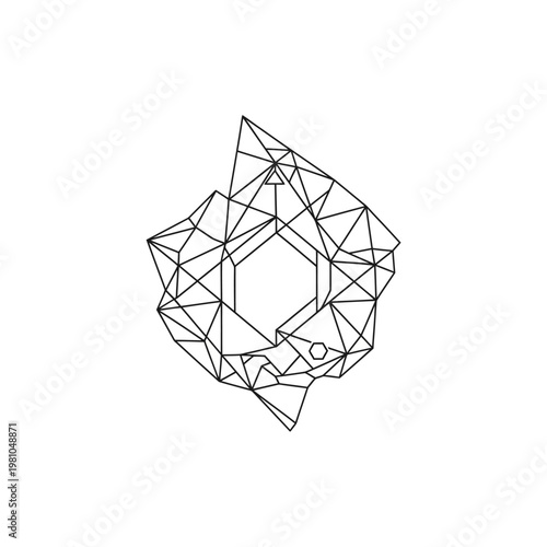 Geometric polygonal crystal structure illustration.