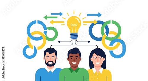 Diverse group of people brainstorming ideas.