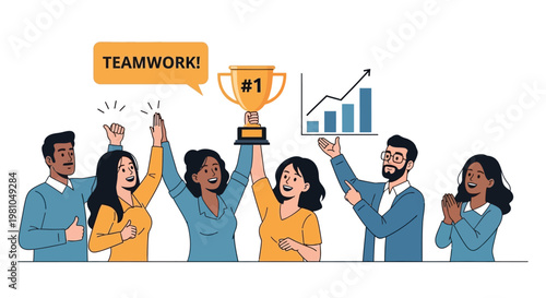 Diverse team celebrating success together.