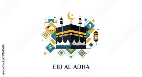 Eid Al Adha Kaaba illustration.