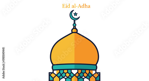 Eid al Adha Mosque Dome Illustration.