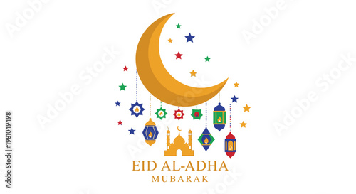 Eid Al Adha Mubarak greeting card.