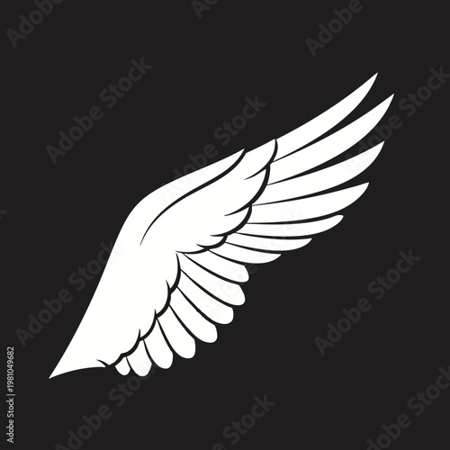 Elegant White Wing Illustration for Inspirational Design Projects