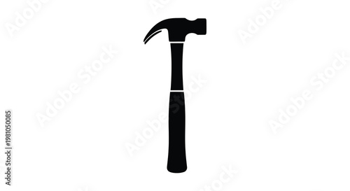 A simple black silhouette of a claw hammer a common construction tool silhouette