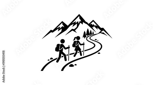 Hikers Ascending Mountain Path