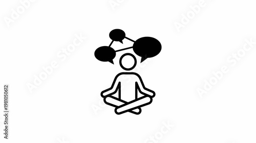Meditating Person with Thought Bubbles Above