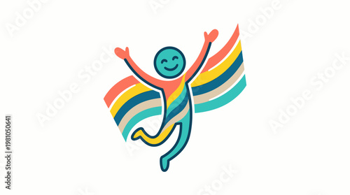 Joyful Person with a Colorful Ribbon Celebrating Happiness