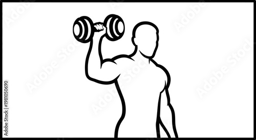 Man lifting dumbbell exercise isolated on white background fitness concept