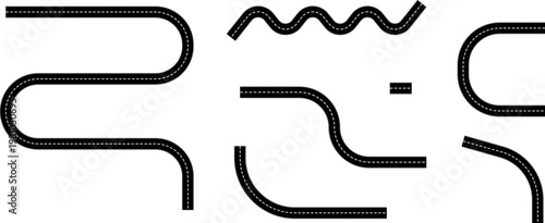 Roadmap curvy road. Roadmap with stages. Top view on a curved highway road map. Roadmap diagram Vector illustration, PNG, JPG.