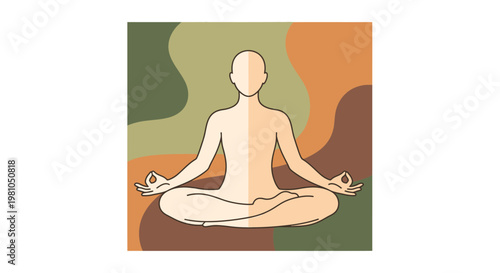 Meditating figure with abstract background peaceful contemplation illustration