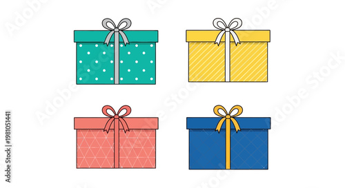 Colorful gift boxes with ribbons.