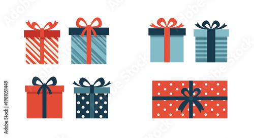 Colorful gift boxes with ribbons.