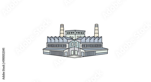 Industrial building with smokestacks.