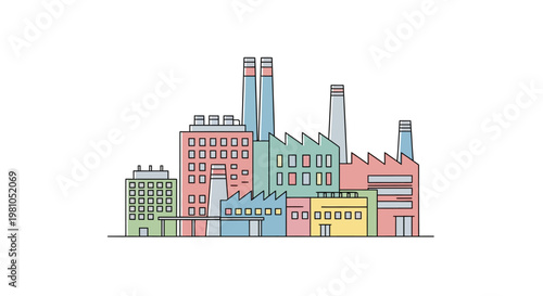 Colorful City Buildings and Skyscrapers.