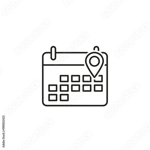 Icon of calendar with location pin.