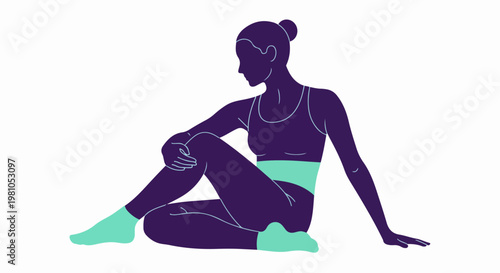 Young woman practicing yoga in seated twist pose stretching body for flexibility and wellness