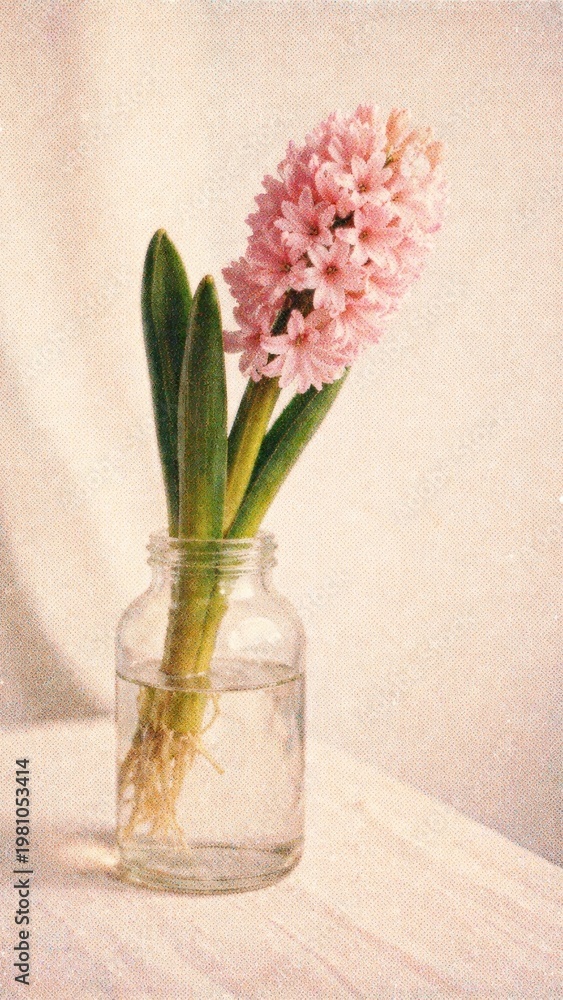 Fototapeta premium Elegant pink hyacinth in jar mobile wallpaper