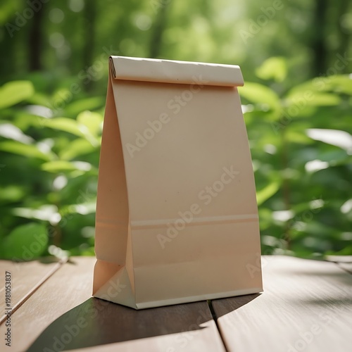 Paper bag in nature.