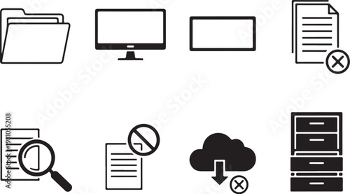 Black and white computer for files documents and data