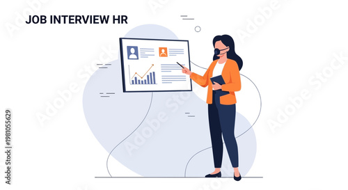 HR Manager Presenting Job Candidate Profile and Performance Metrics