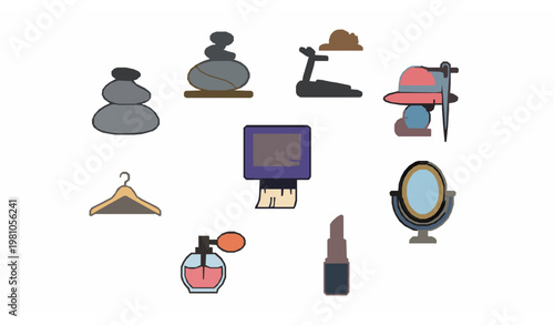 Beauty filled icons in circular layout with makeup spa and fashion elements modern vector set for apps and ui design
