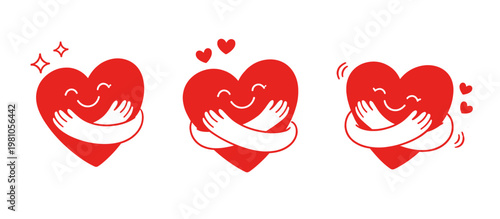 Hand drawn heart character illustration, love and self care concept, smiling mascot cartoon for branding, advertising, valentine day graphic element