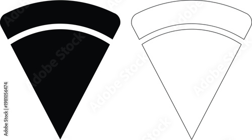 Comparison of a filled and an empty pizza slice with crust details Vector