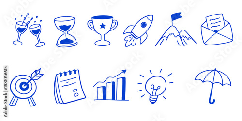 Hand drawn business concept illustration, marketing, entrepreneurship, partnership, teamwork, startup strategy, creative collaboration, target achievement, puzzle solving, freelance designer workflow