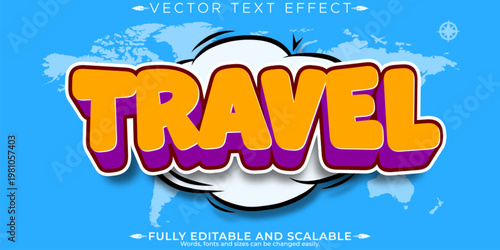 Travel editable text effect, editable wonderer and flight text style