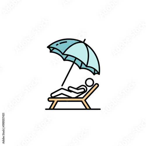 Person relaxing under a beach umbrella.