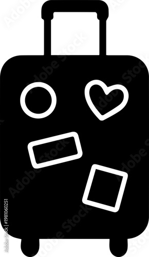 Cute Travel Suitcase with Stickers Flat Illustration