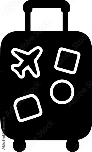 Cute Travel Suitcase with Stickers Flat Illustration