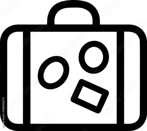 Cute Travel Suitcase with Stickers Flat Illustration