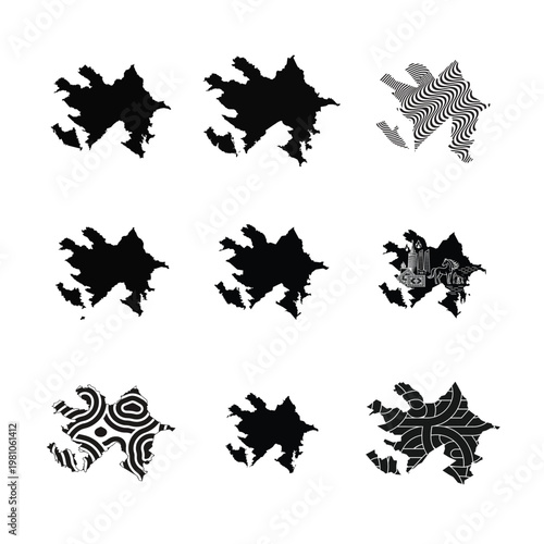 Azerbaijan Map Creative Pattern Design Set