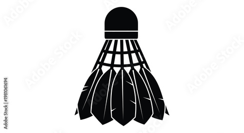 A striking black silhouette of a badminton shuttlecock sharply defined silhouette
