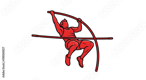 Athlete performing a high jump with a pole vault technique in mid-air