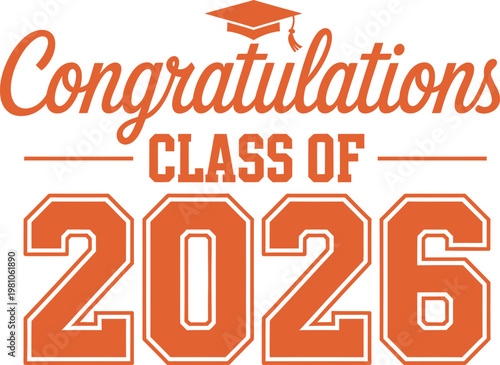 Obraz na plátně Congratulations Class Of 2026 Graduation Celebration Text Message  graduation