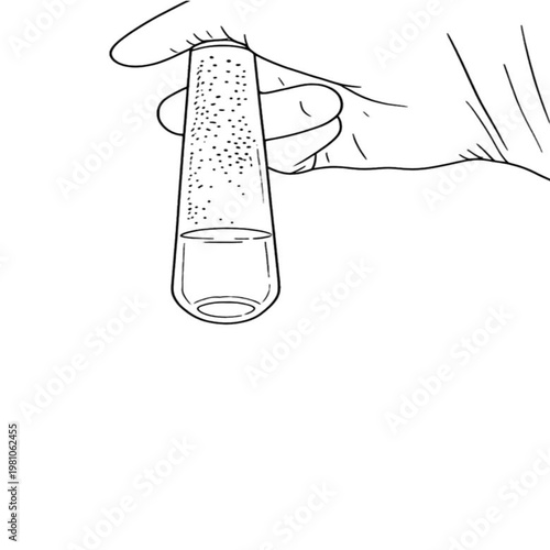 minimalist line art illustration of a hand holding a test tube