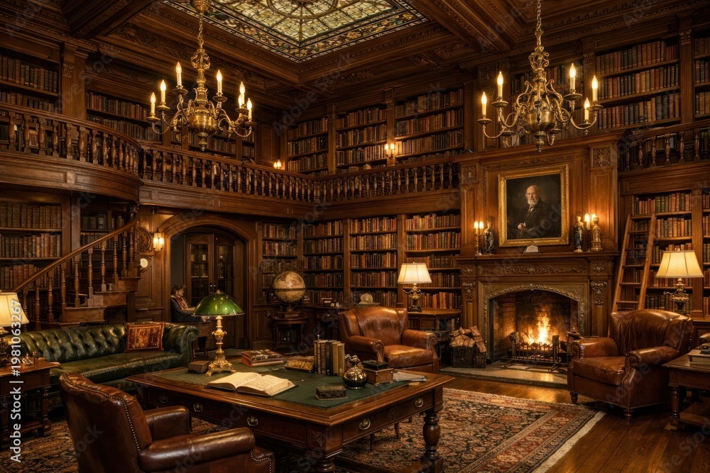 Obraz premium Elegant library with vintage charm.